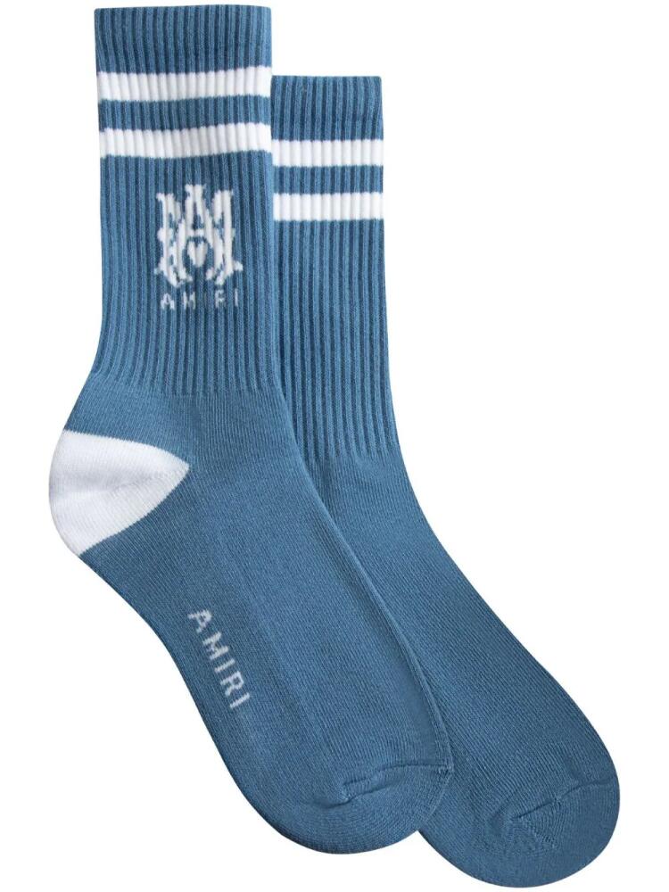 AMIRI MA Stripe logo-intarsia socks - Blue Cover