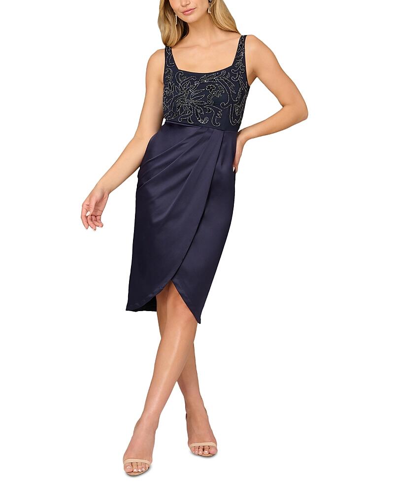 Aidan Mattox Beaded Square Neck Midi Dress Cover