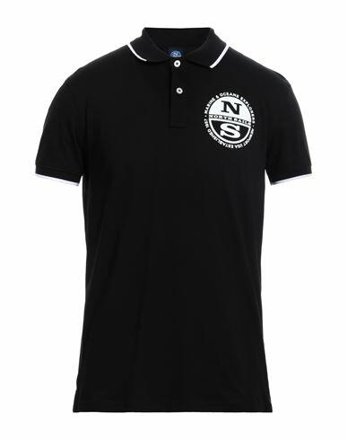 North Sails Man Polo shirt Black Cotton, Elastane Cover