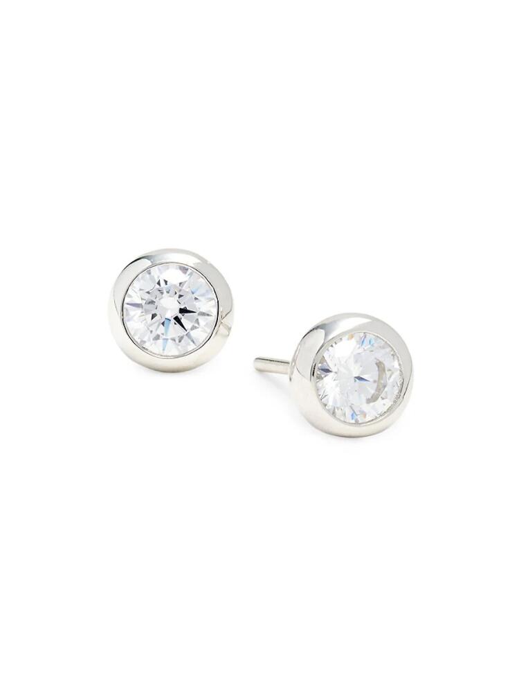 Lafonn Women's Platinum-Bonded Sterling Silver & 0.9 Simulated Diamond Bezel Stud Earrings Cover