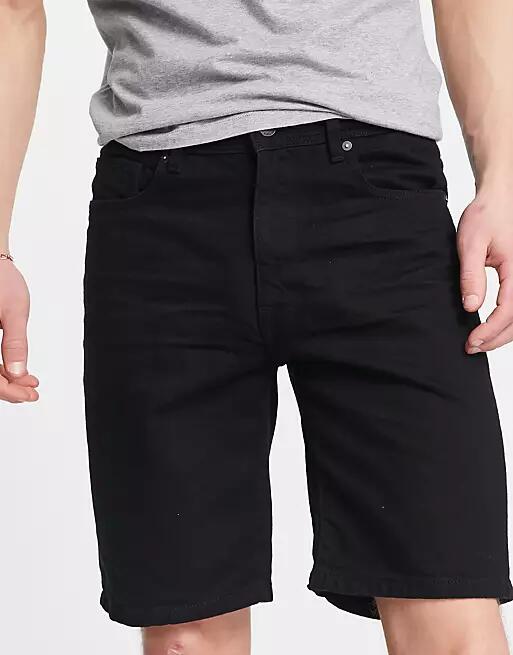 Selected Homme cotton slim fit denim shorts in black - BLACK Cover