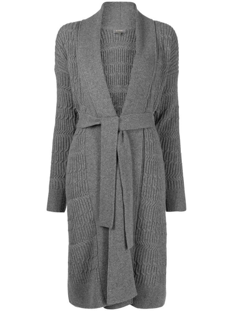 N.Peal knitted tie-waist cardi-coat - Grey Cover