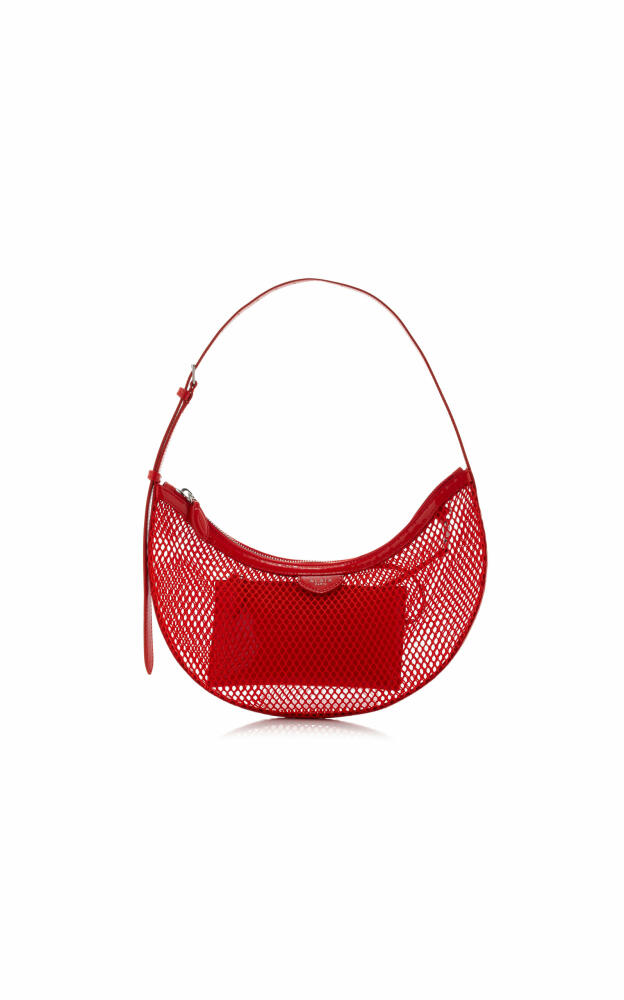 ALAA - One Piece Demi Leather-Trimmed Mesh Shoulder Bag - Red Cover