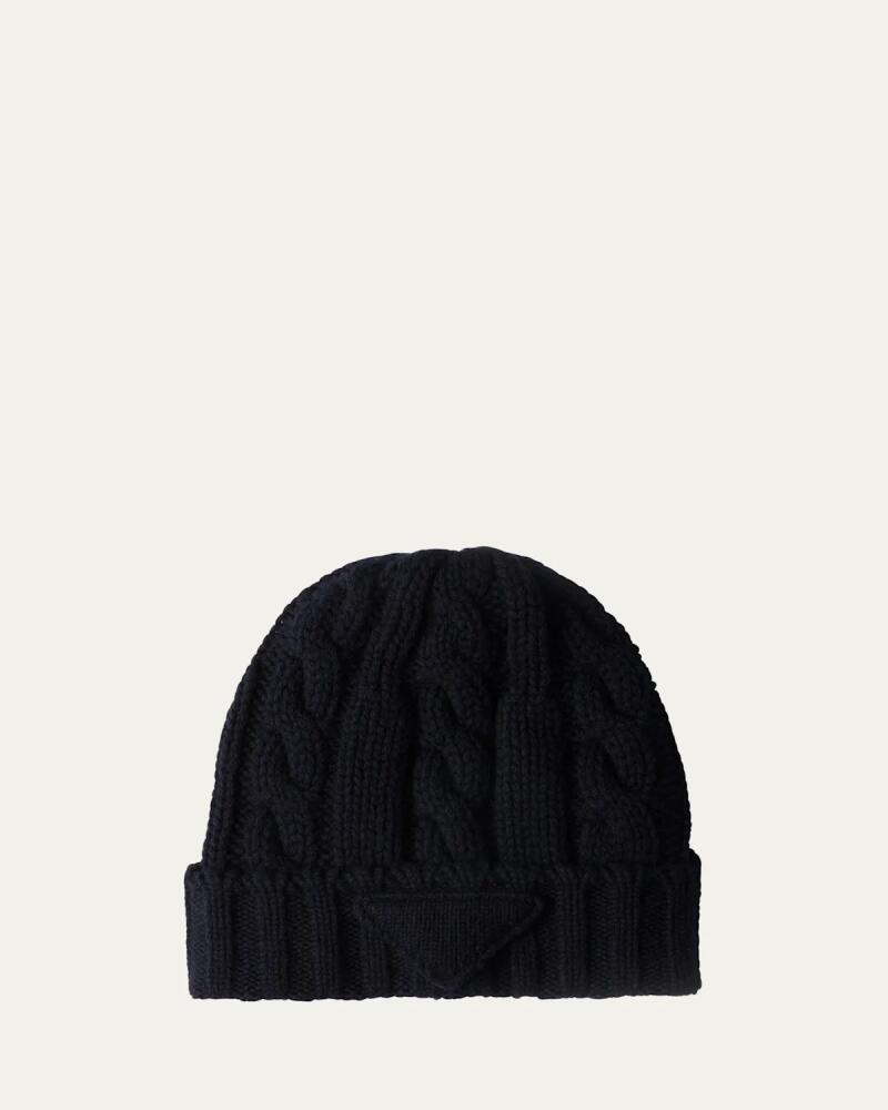 Prada Men's Cashmere Cable-Knit Beanie Cover