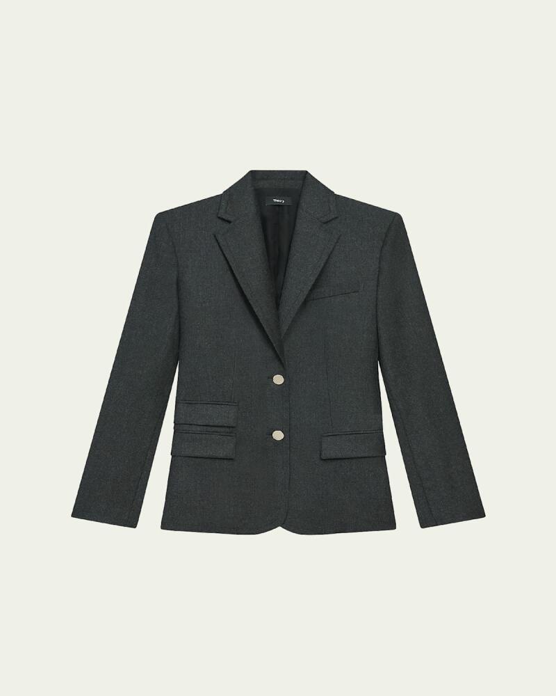 Theory Tailored 2-Button Sleek Flannel Blazer Cover