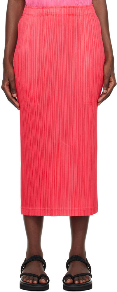 PLEATS PLEASE ISSEY MIYAKE Pink Thicker Midi Skirt Cover