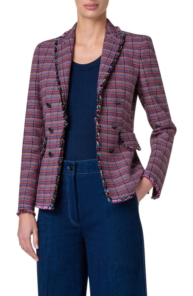 Akris punto Fringe Tweed Blazer in Purple Multicolor Cover