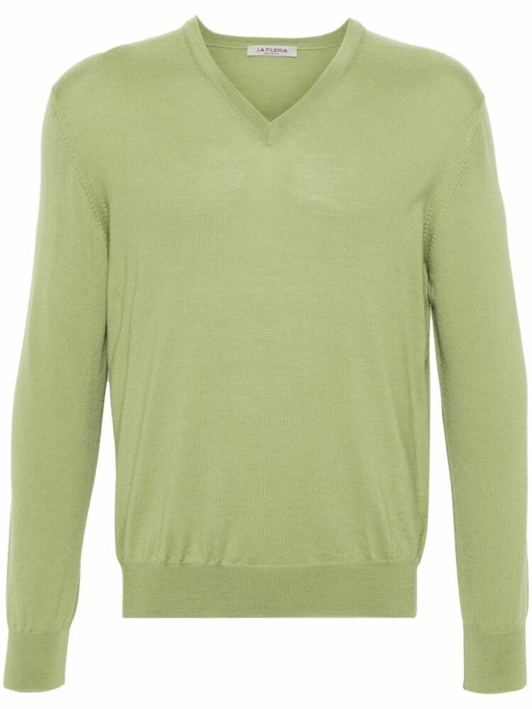 Fileria V-neck wool jumper - Green Cover