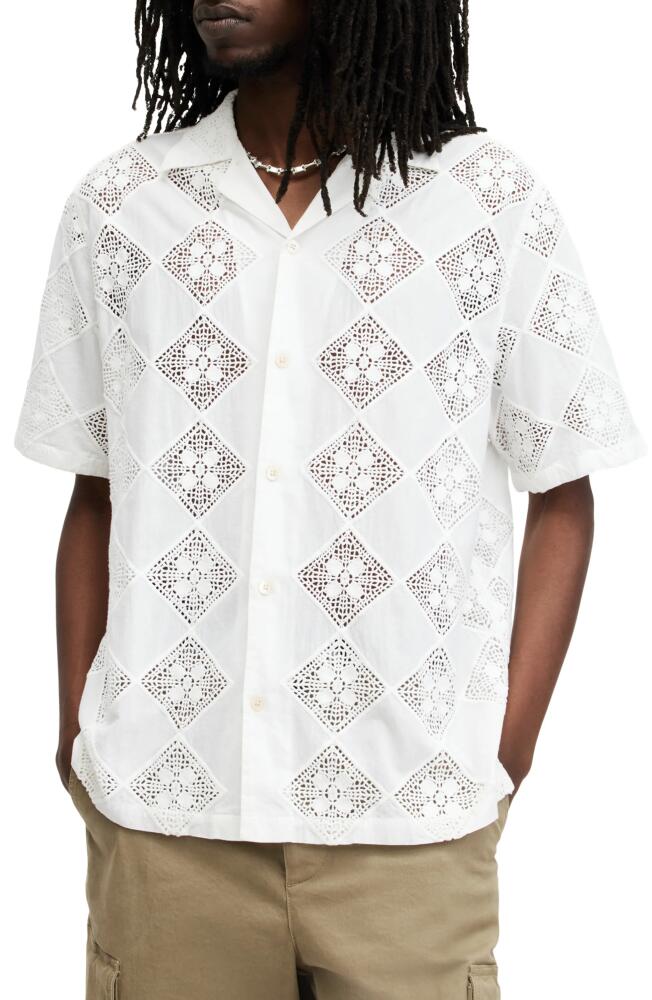 AllSaints Vista Openwork Camp Shirt in Oatmeal White Cover