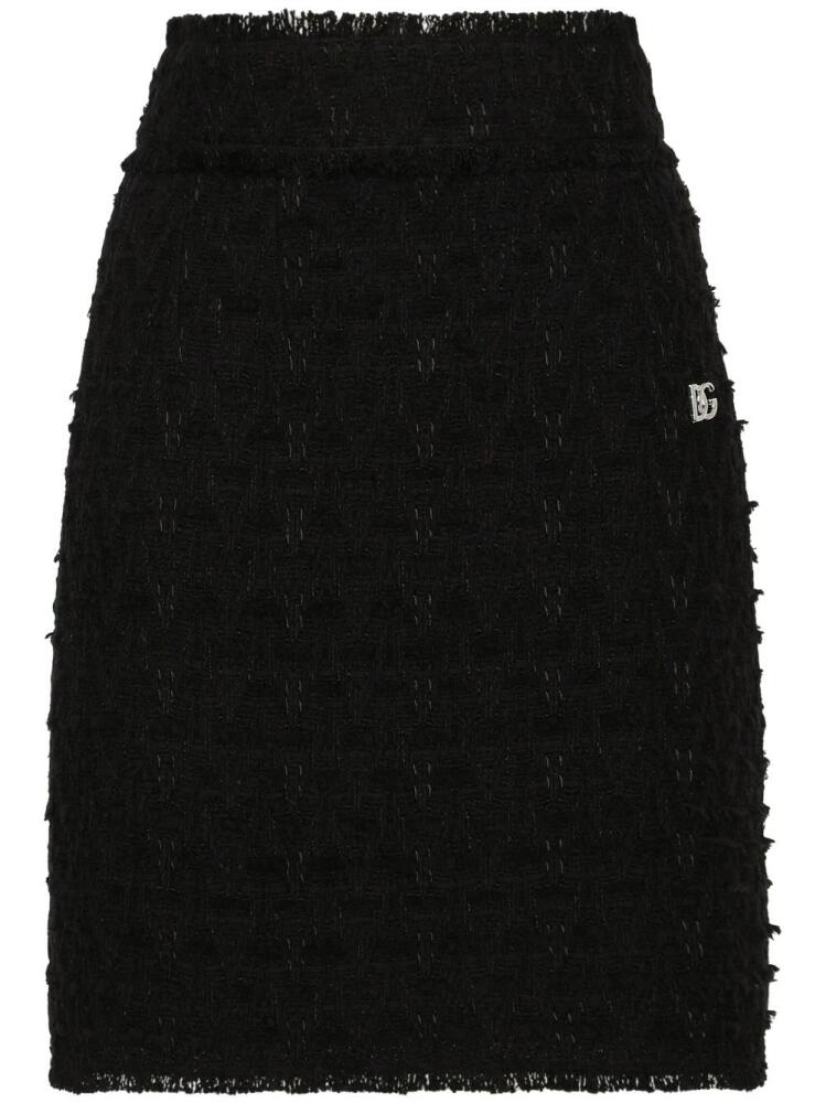 Dolce & Gabbana side-slit rush-stitch midi skirt - Black Cover