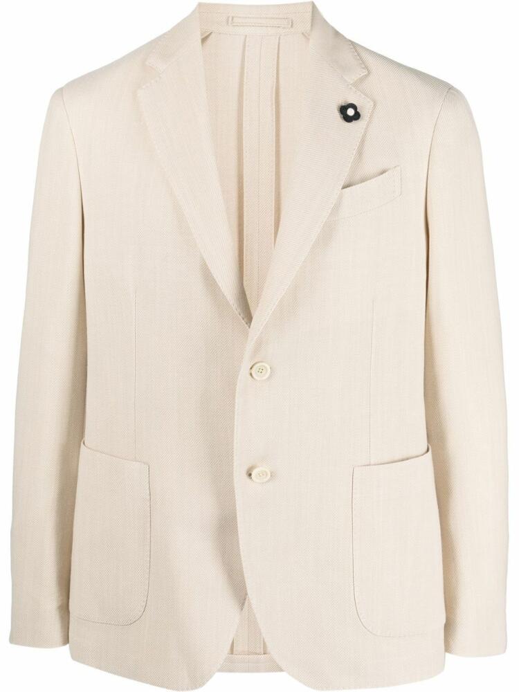 Lardini woven single-breasted blazer - Brown Cover