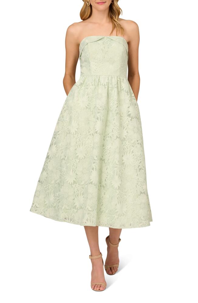 Aidan Mattox by Adrianna Papell Floral Embroidered Strapless Organza Ballgown in Mint Cover