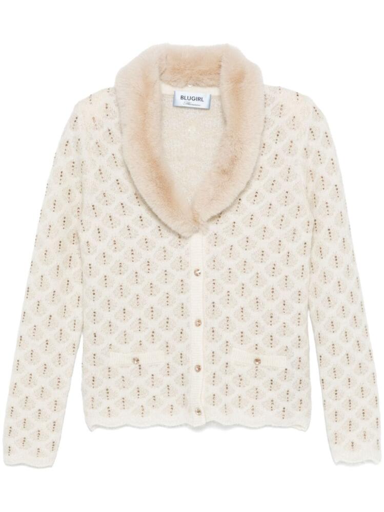 Blugirl faux fur-collar cardigan - Neutrals Cover