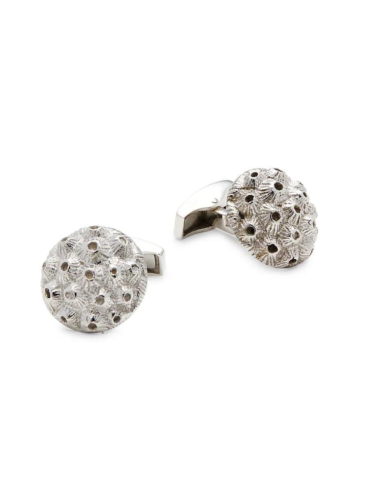 Tateossian Men's Rhodium Plated Sterling Silver Textured Cufflinks Cover