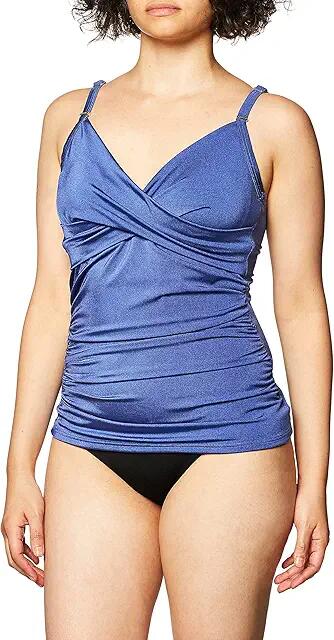 Calvin Klein Women's Standard Tankini Swimsuit with Adjustable Straps and Tummy Control (Violet Shimmer) Women's Swimwear Cover