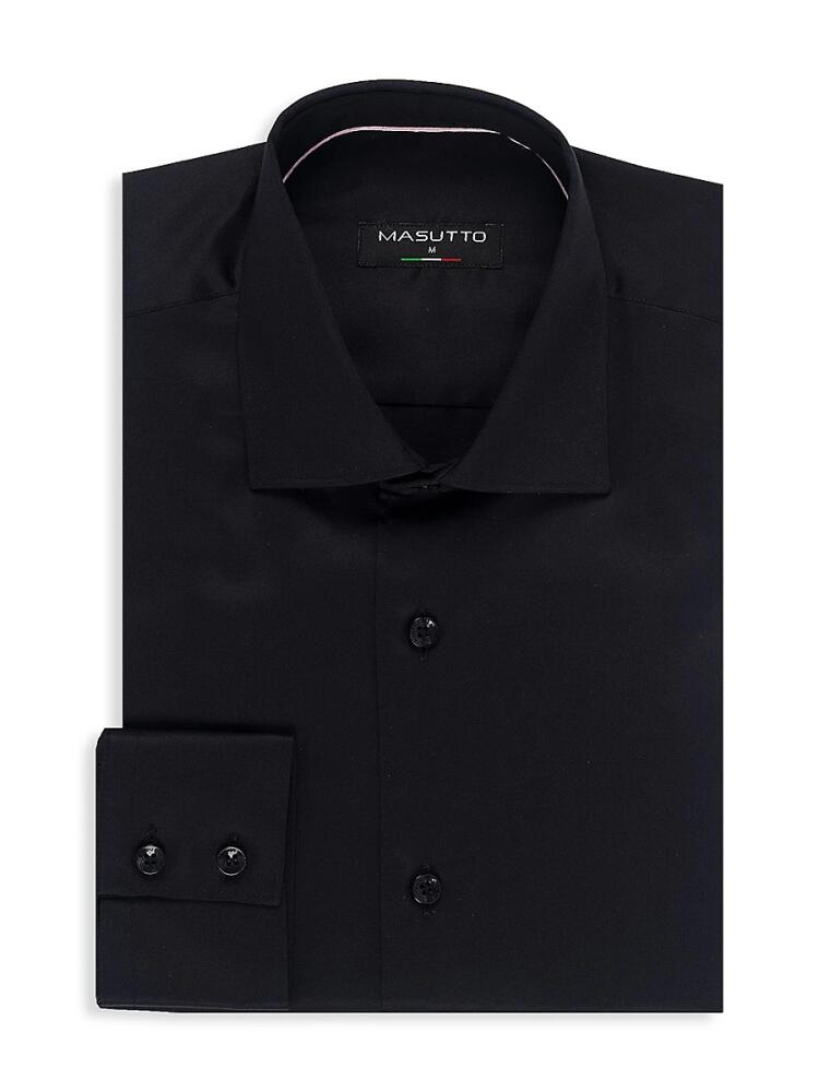 Masutto Men's Classic Fit Solid Dress Shirt - Black Cover