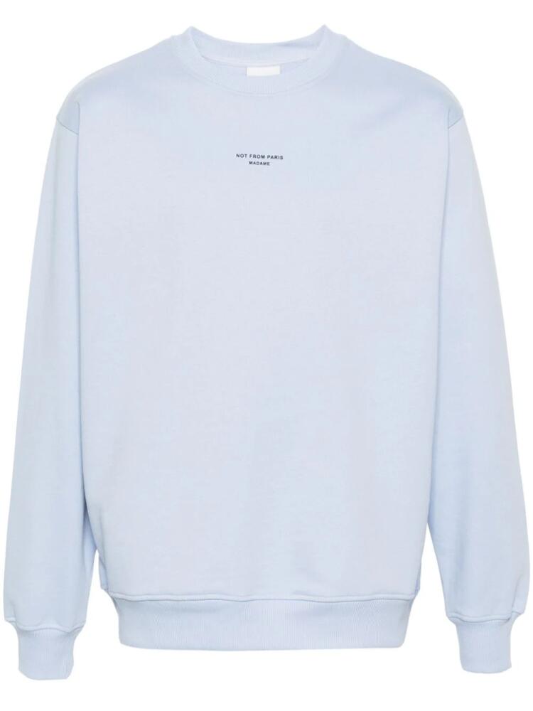 Drôle De Monsieur text-print cotton sweatshirt - Blue Cover