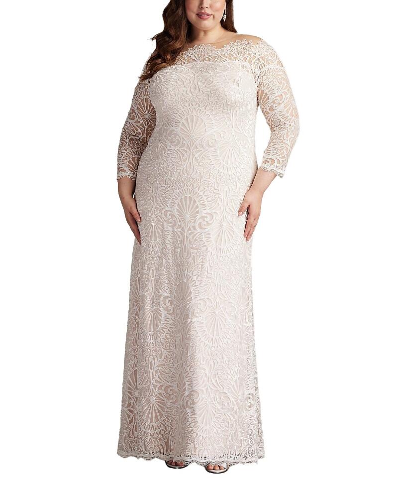 Tadashi Shoji Jame Tulle Boat Neck Gown - Plus Size Cover