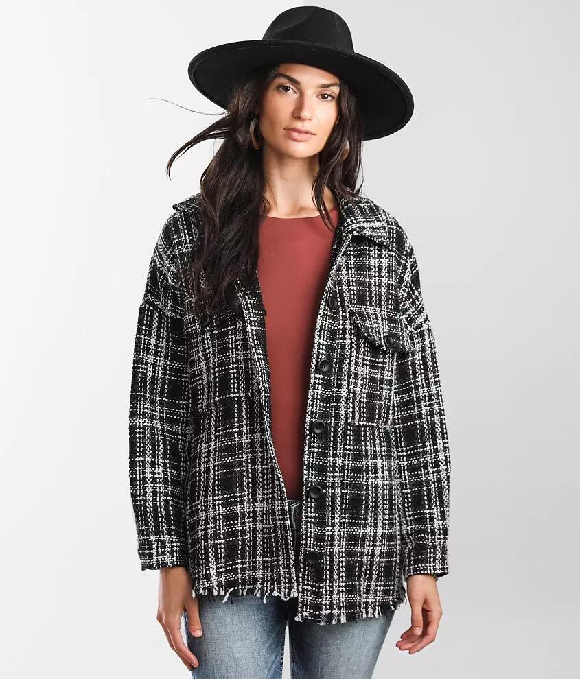 Hyfve Plaid Frayed Shacket Cover