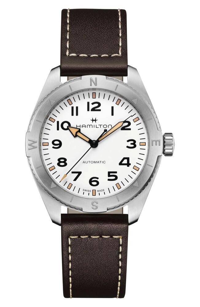 Hamilton Khaki Field Expedition Automatic Leather Strap Watch, 41mm in White Cover