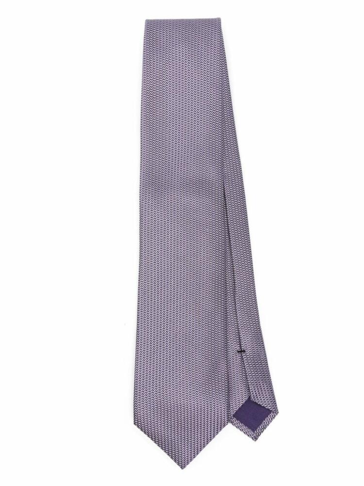 TOM FORD chevron jacquard tie - Purple Cover