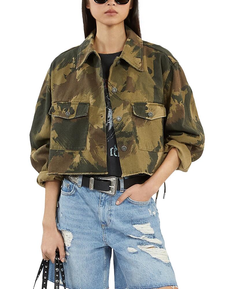 The Kooples Camouflage Cropped Denim Jacket Cover