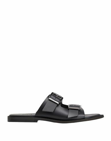 8 By Yoox Polish Leather Cross-strap Sandal Man Sandals Black Calfskin Cover