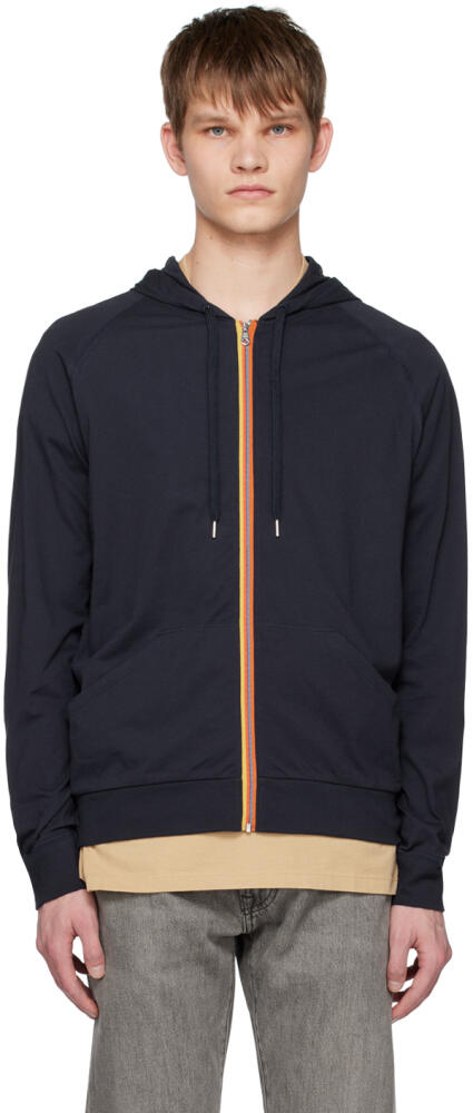 Paul Smith Navy Drawstring Zip Hoodie Cover