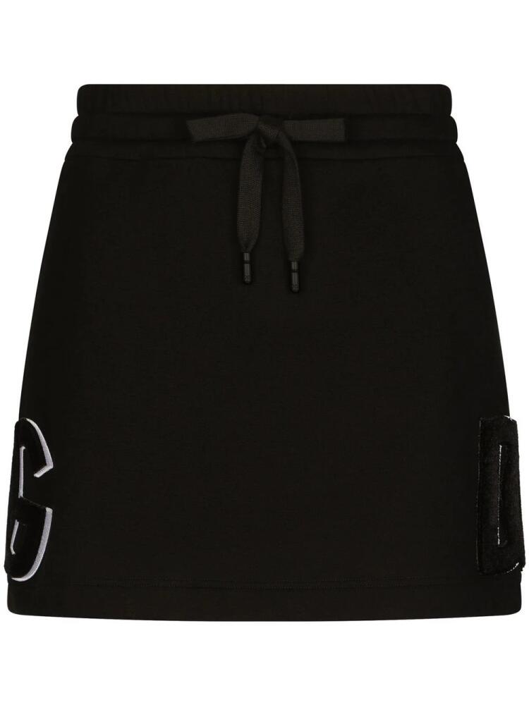 Dolce & Gabbana logo-patch jersey miniskirt - Black Cover