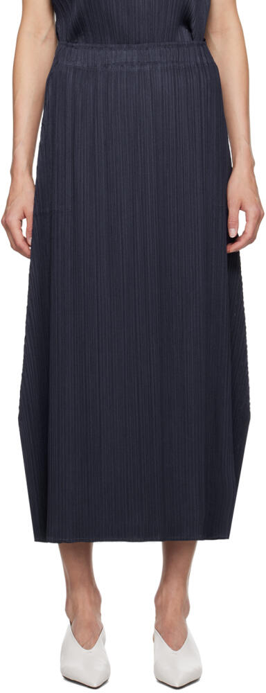 PLEATS PLEASE ISSEY MIYAKE Navy Monthly Colors June Maxi Skirt Cover