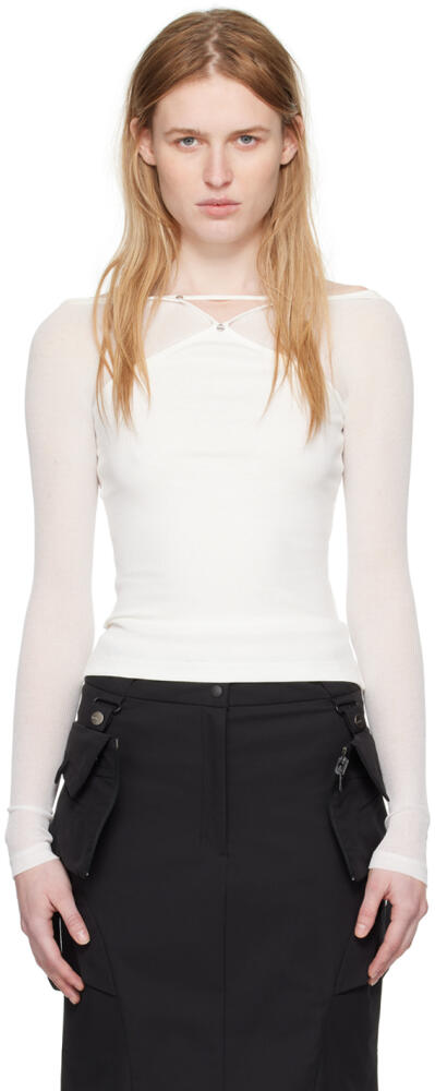 Dion Lee White Pierced Long Sleeve T-Shirt Cover