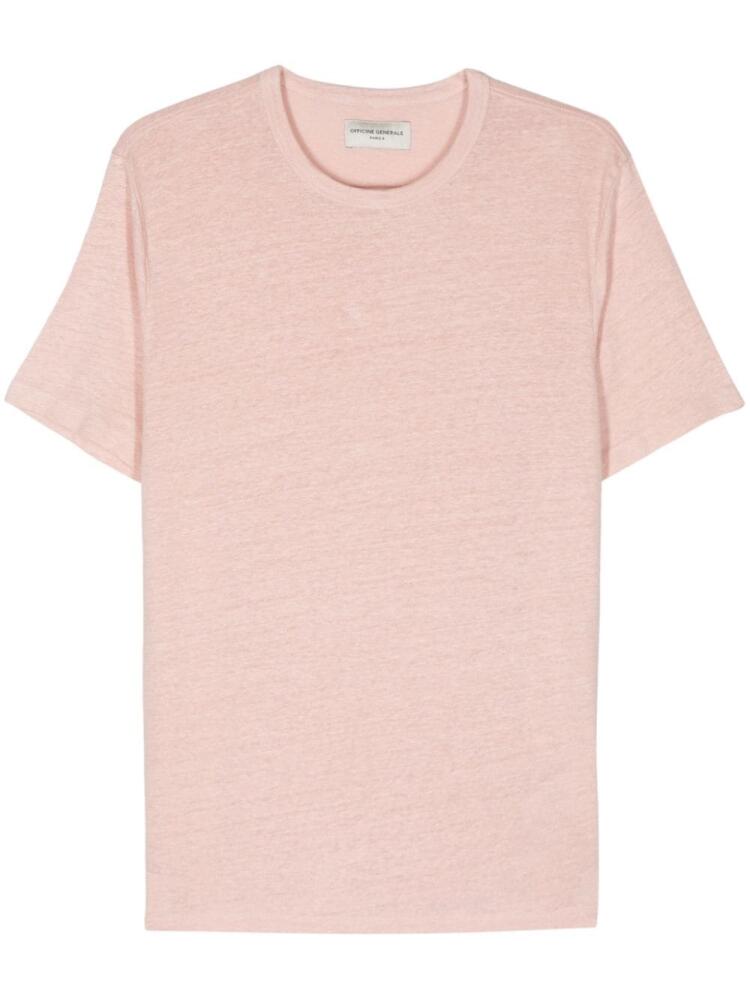 Officine Generale mélange linen T-shirt - Pink Cover