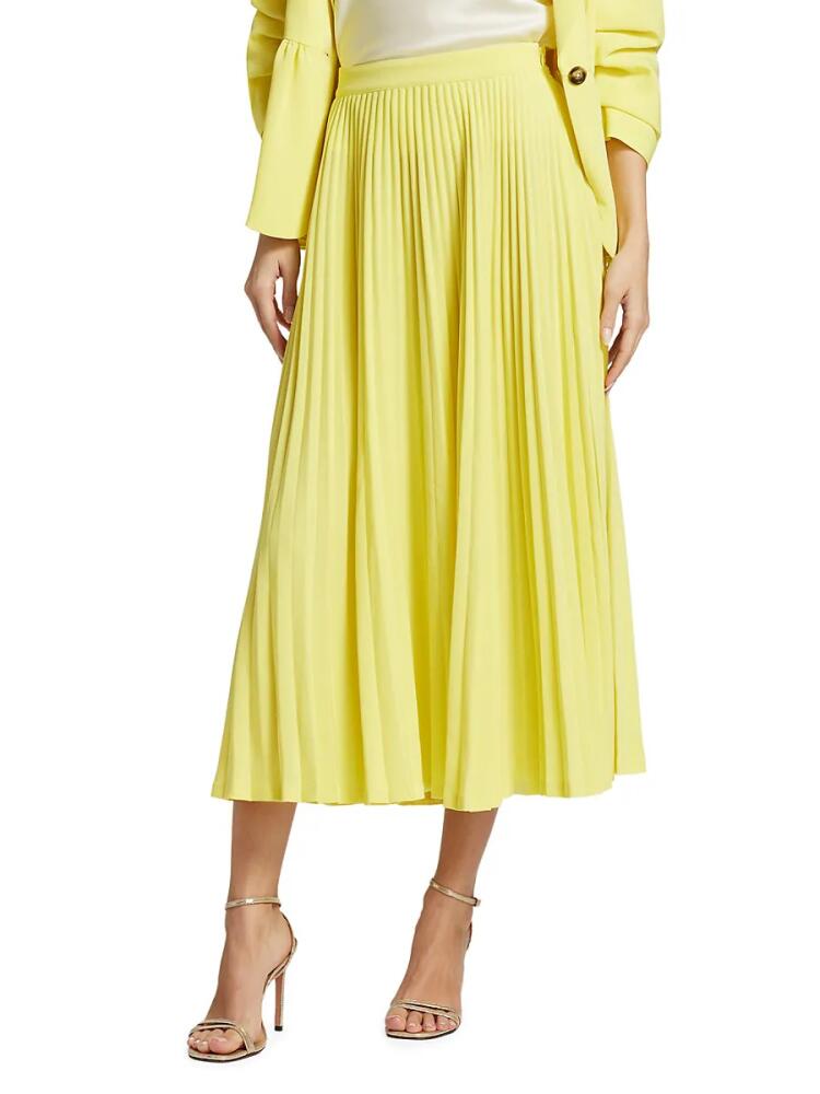 Cinq à Sept Women's Maree Pleated Crepe Midi-Skirt - Yuzu Yellow Cover