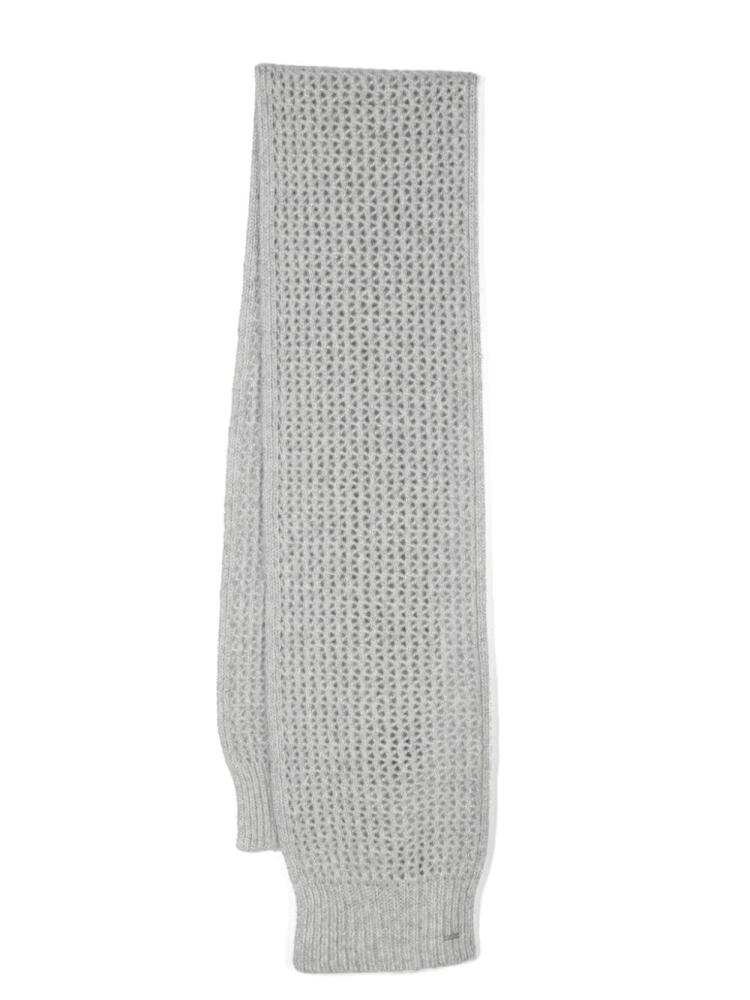 Herno lurex-detailing open-knit scarf - Grey Cover