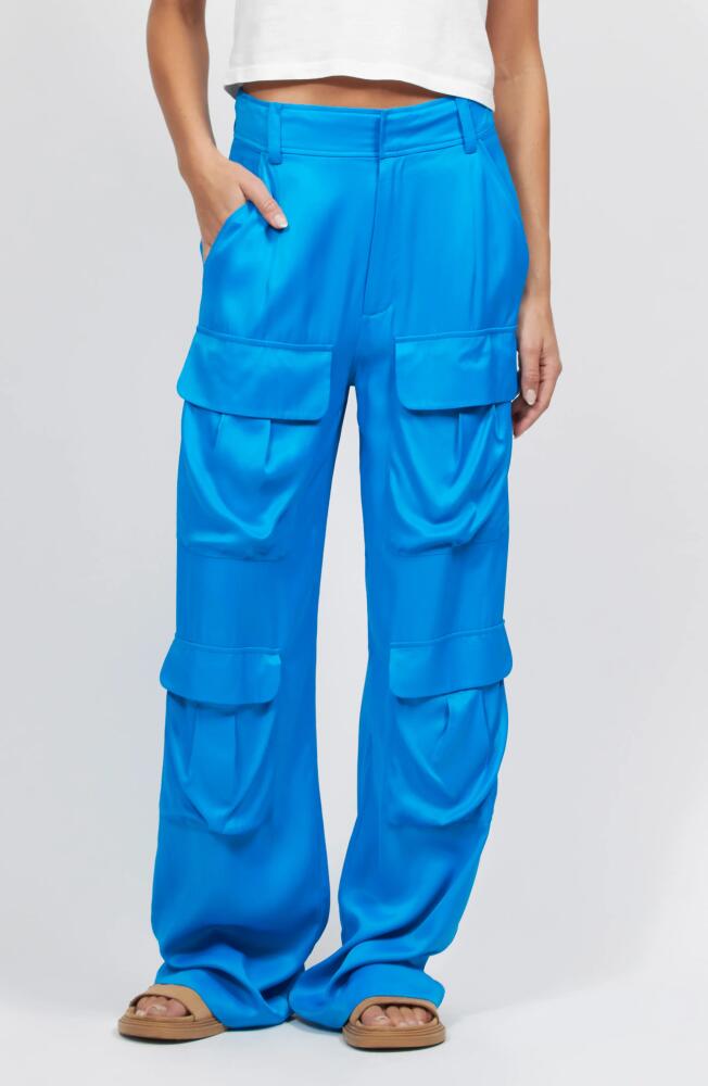 Equipment Ines Satin Cargo Pants in Brilliant Blue Cover