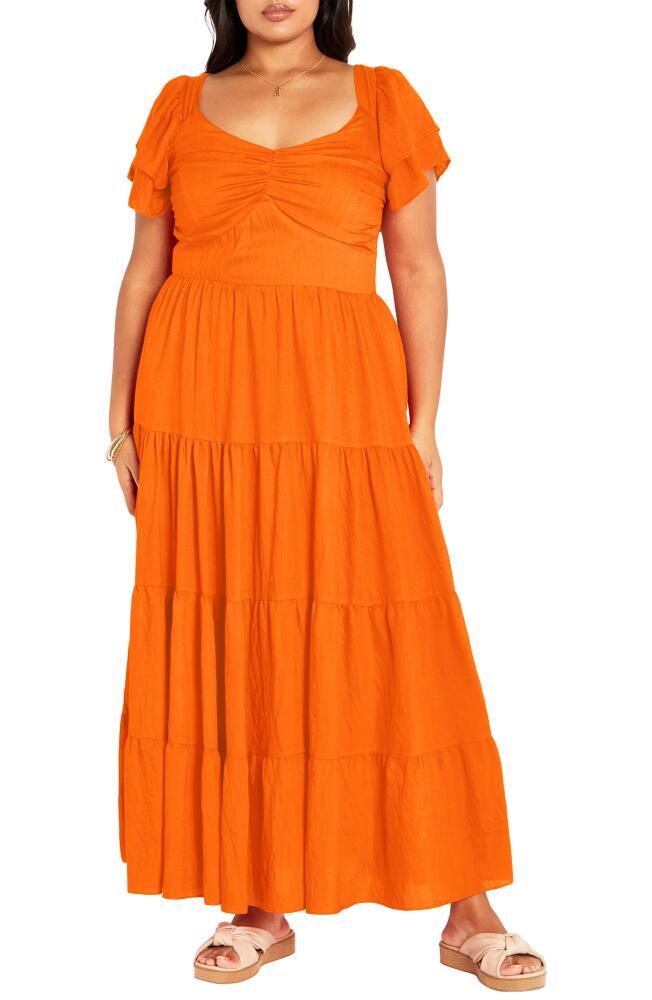 City Chic Ariella Tiered Dress in Tangerine Cover