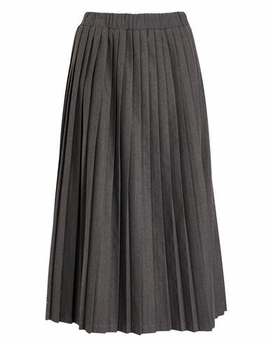 8 By Yoox Pleated Stretch Skirt Woman Midi skirt Steel grey Polyester, Viscose, Elastane Cover