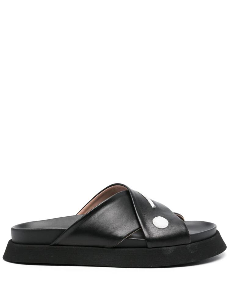 Moschino patch-detail leather slides - Black Cover