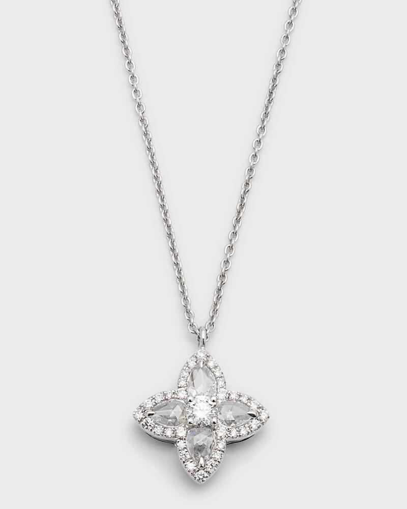 64 Facets 18k White Gold Diamond Blossom Pendant Necklace, 18"L, 0.43tcw Cover