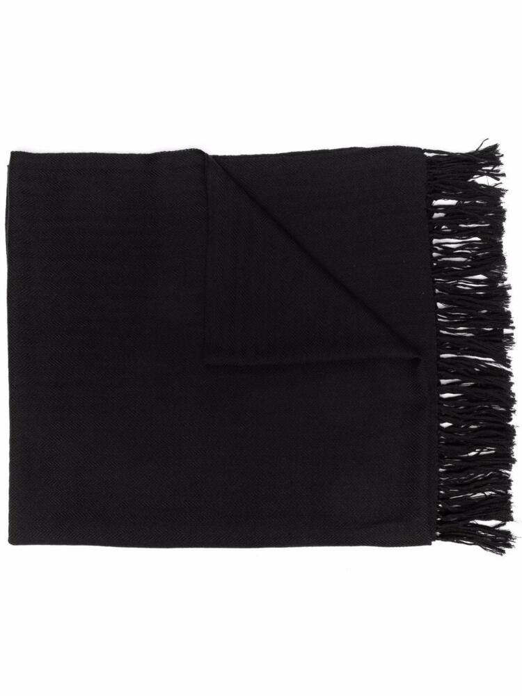 Saint Laurent chevron-pattern cashmere scarf - Black Cover