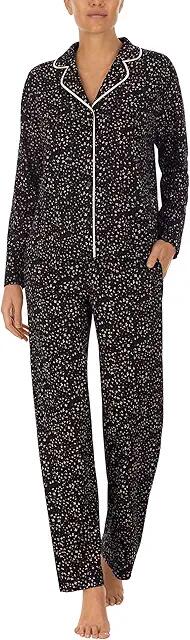 Sanctuary Long Sleeve Notch Collar PJ Set (Black Ditsy) Women's Pajama Sets Cover