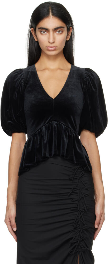 GANNI Black V-Neck Blouse Cover