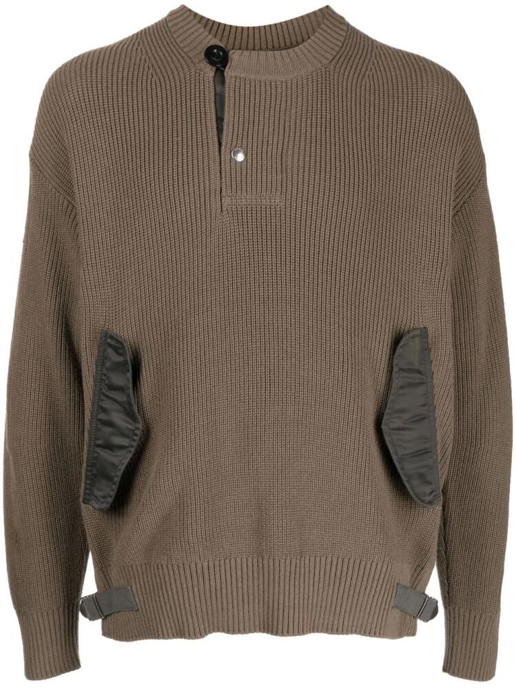 sacai off-centre button jumper - Brown Cover