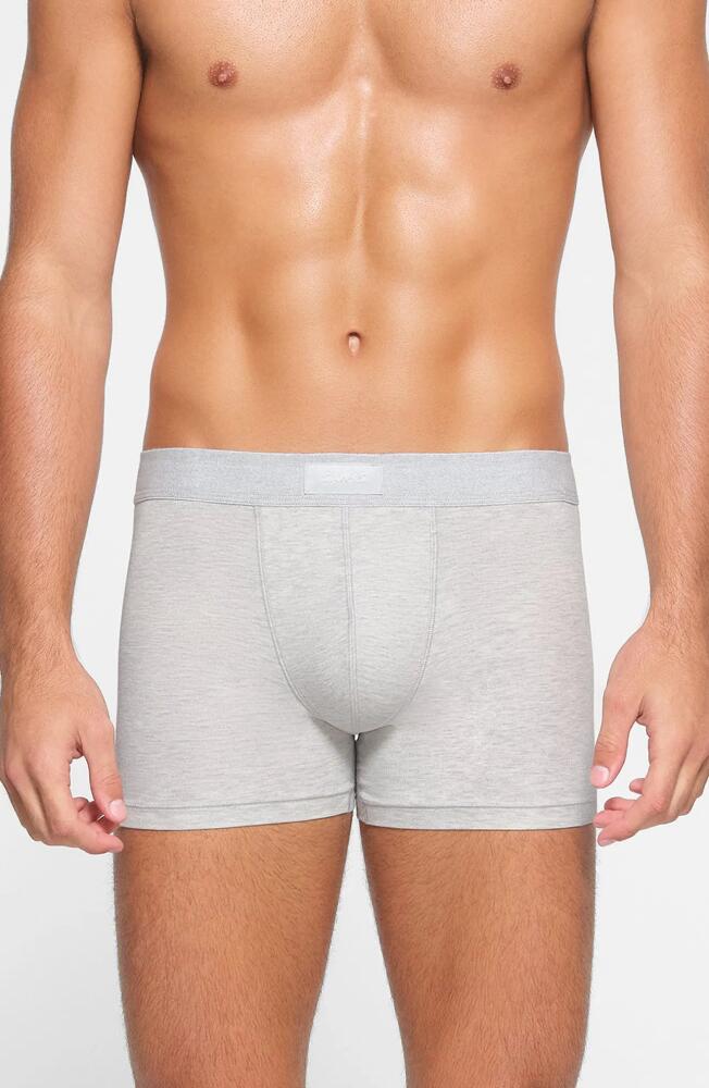 SKIMS 3-Inch Cotton & Modal Blend Boxer Briefs in Light Heather Grey Cover