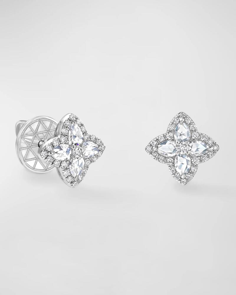 64 Facets 18K White Gold Blossom Motif Diamond Stud Earrings, 0.4tcw Cover