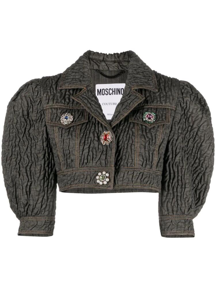 Moschino crystal-embellished butted cropped jacket - Black Cover