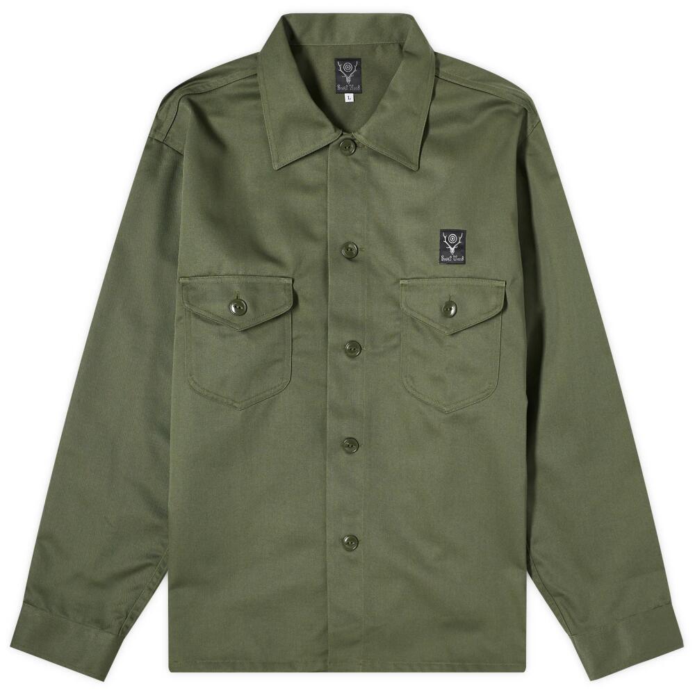 South2 West8 Men's Smokey Overshirt in Olive Cover