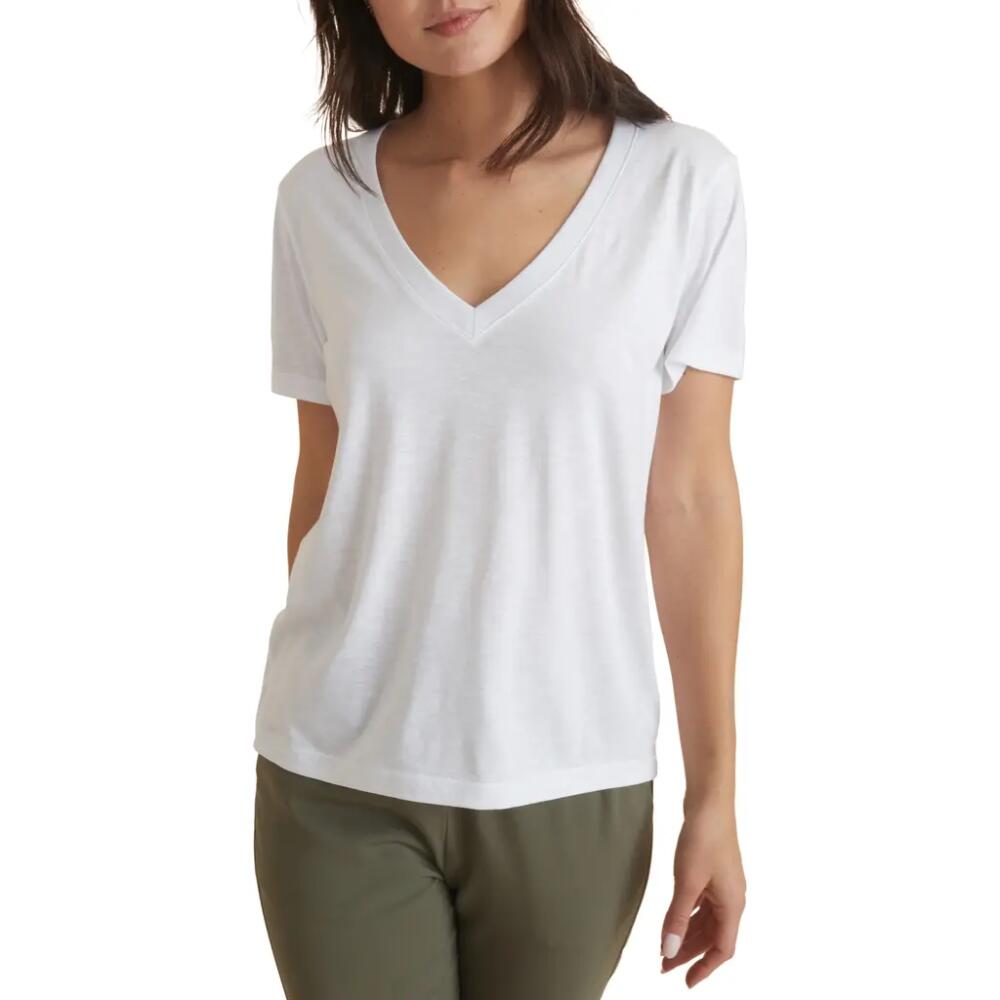 Marine Layer Boyfriend V-Neck T-Shirt in White Cover