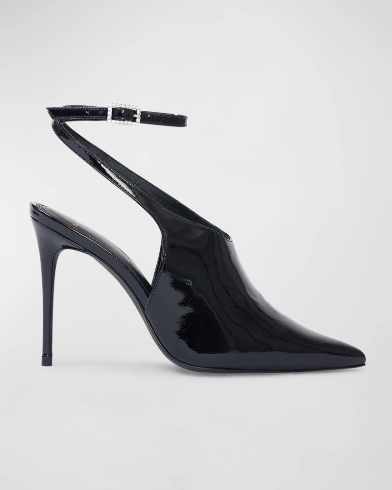 Black Suede Studio Salma Patent Ankle-Strap Pumps Cover