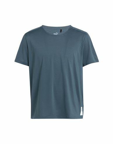 Puma Run First Mile Ss Tee Man T-shirt Slate blue Polyester, Elastane Cover